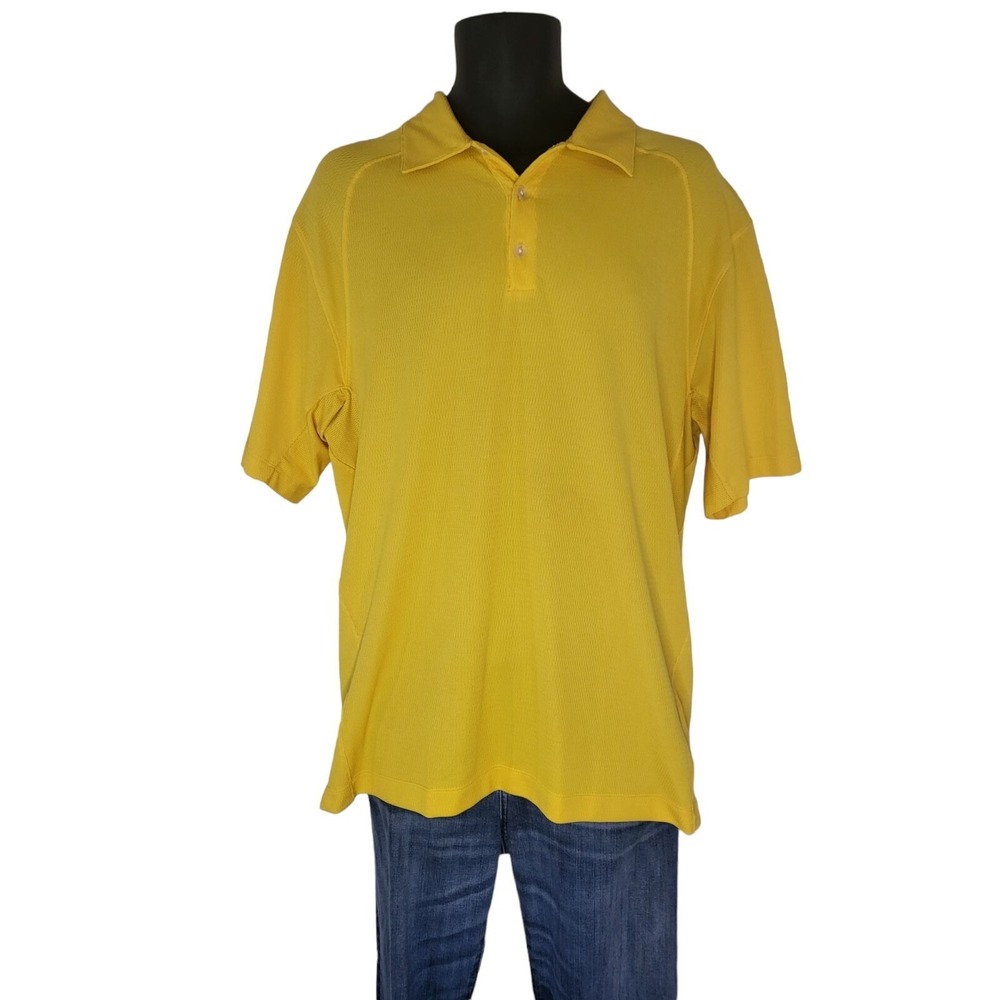 Nike Golf Polo Mens Sz L Yellow Mesh Short Sleeve Dri-Fit Athletic Shirt Top Pro